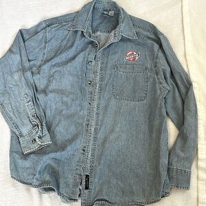 Port and Company L denim button down long sleeve
